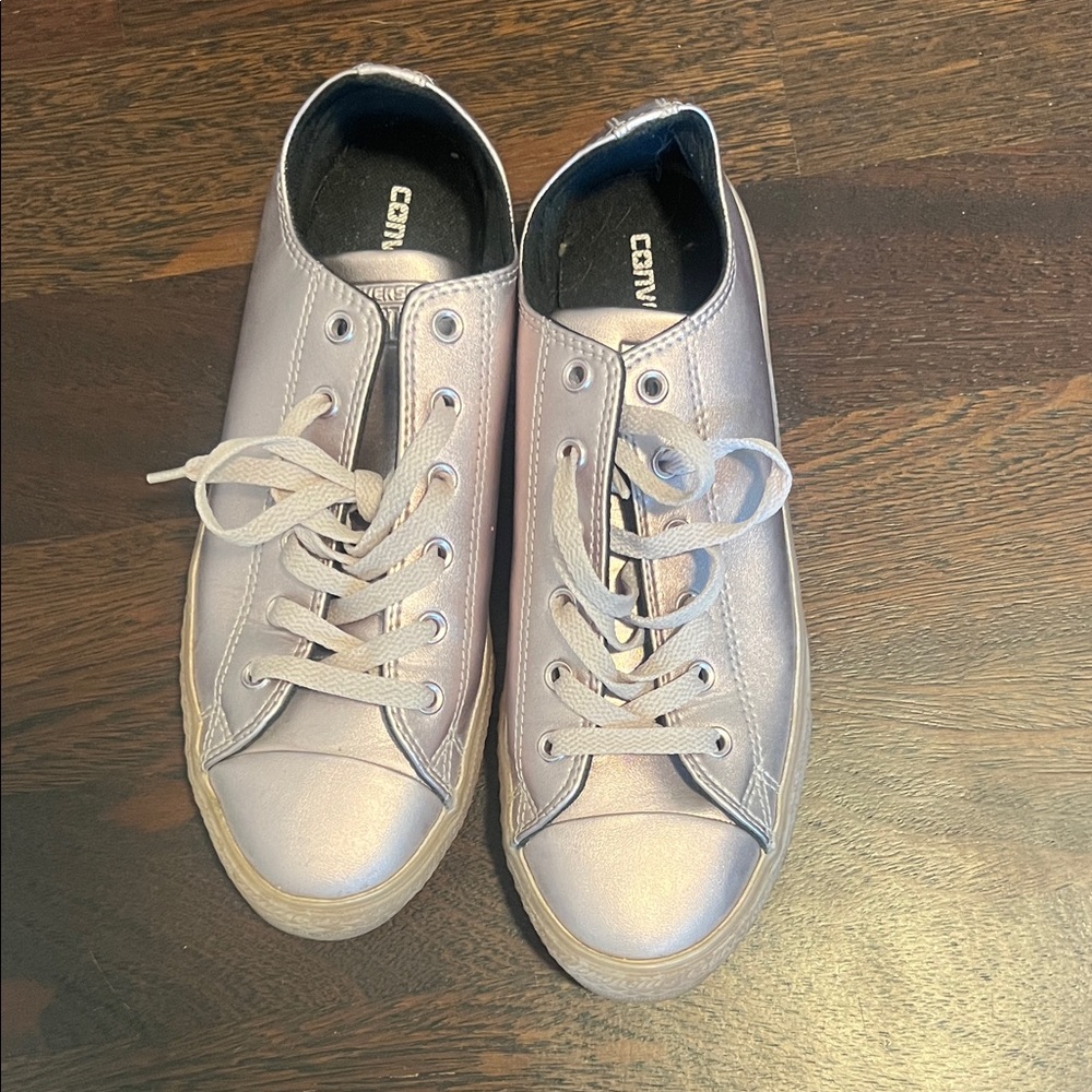 Converse Shiny Silver Lace-Up Sneakers